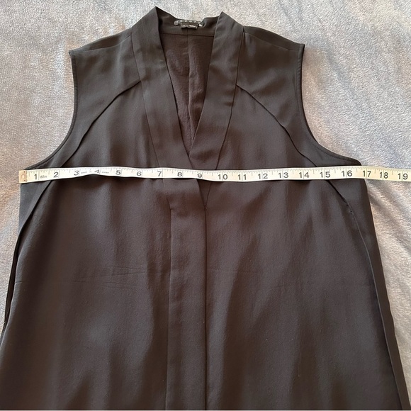 Theory Silk Sheath Black V Neck Relaxed Fit Sleeveless Midi Dress Size 6 - Picture 12 of 12